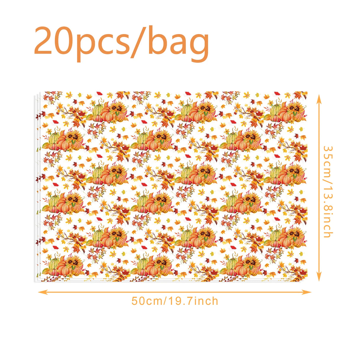 20/50PCS Thanksgiving Maple Leaf Tissue Paper – Autumn Gift Wrapping & DIY Packing Paper for Birthday, Wedding, Party & Holiday Supplies