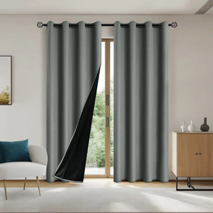 100% Blackout Grommet Curtain Panel – Total Privacy Window Drapes for Bedroom & Living Room