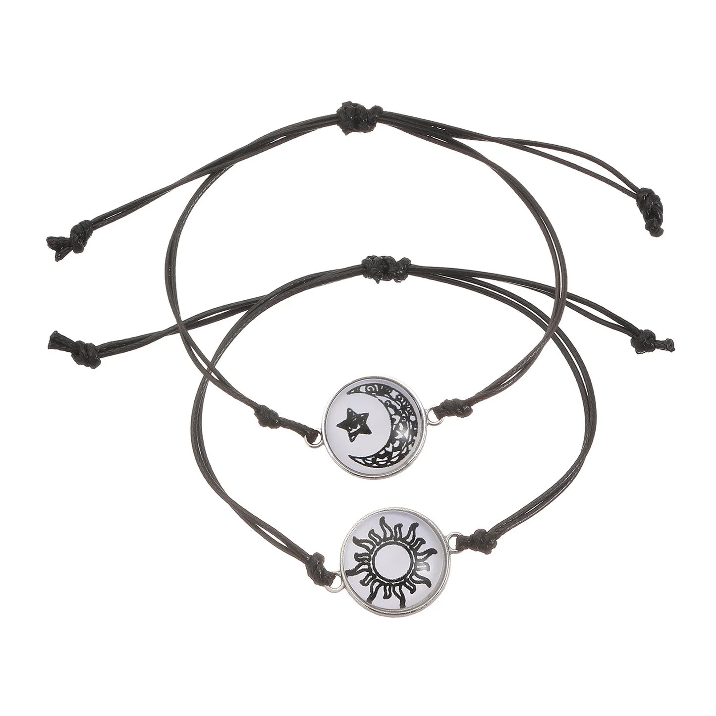 Luminous Sun & Moon Couple Bracelets – Handmade Braided Rope Matching Charm Bracelets for Men & Women | Romantic Jewelry Gift