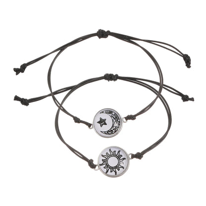 Luminous Sun & Moon Couple Bracelets – Handmade Braided Rope Matching Charm Bracelets for Men & Women | Romantic Jewelry Gift