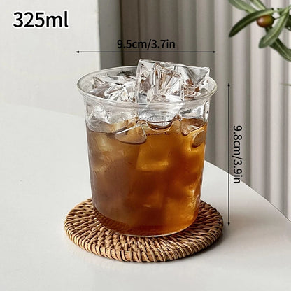 INS Style Transparent Striped Glass Cup, Creative Cold Coffee Mug, Iced Juice and Cocktail Drinking Glass, Elegant Water and Wine Cup, Modern Glass Drinkware