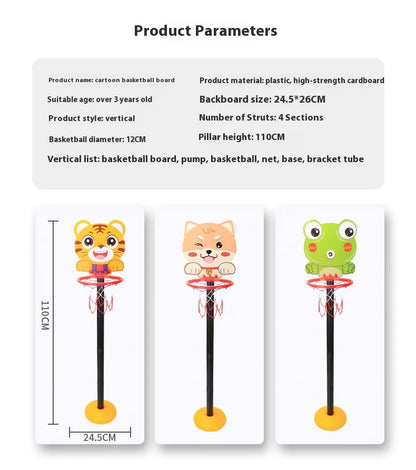 Children’s Version Vertical Adjustable Lifting Basketball Rack – Outdoor & Indoor Sports Cartoon Rebound Parent-Child Interactive Toy