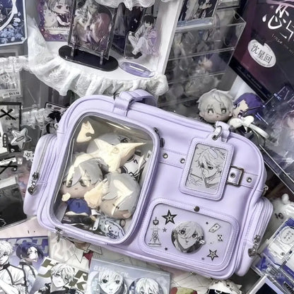 Bolso Harajuku Ita para Mujer – Bandolera de Piel Sintética de 20cm para Exhibición de Muñecos y Pines, Bolso Cruzado Preppy de Gran Capacidad, Bolso de Moda Kawaii para Uso Diario, Escuela y Viajes