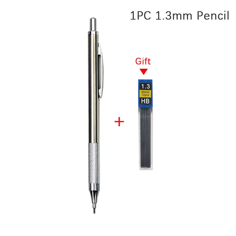 Portaminas Completamente Metálico de 0.3/0.5/0.7/0.9/1.3/2.0/3.0 mm – Lápiz de Dibujo Técnico Automático con Minas para Dibujo, Boceto, Pintura, Suministros de Oficina y Escolares