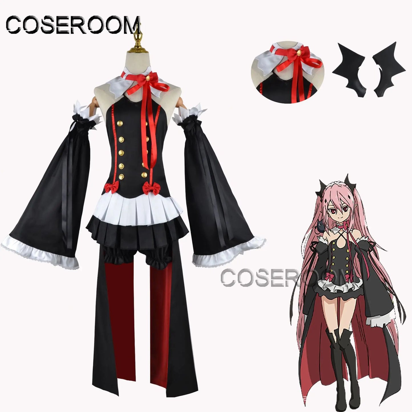 Krul Tepes Cosplay Costume – Seraph of the End Anime Vampire Witch Dress with Wig (Halloween Outfit)