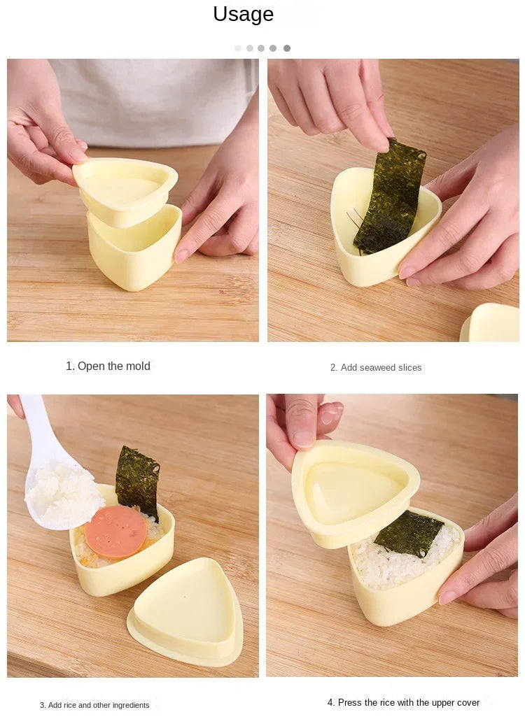 Onigiri Sushi Rice Ball Mold Kit – DIY Japanese Rice Press for Bento Lunches, Reusable Kitchen Tool (1–2 PCS)