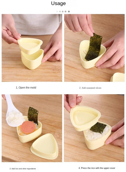 Onigiri Sushi Rice Ball Mold Kit – DIY Japanese Rice Press for Bento Lunches, Reusable Kitchen Tool (1–2 PCS)