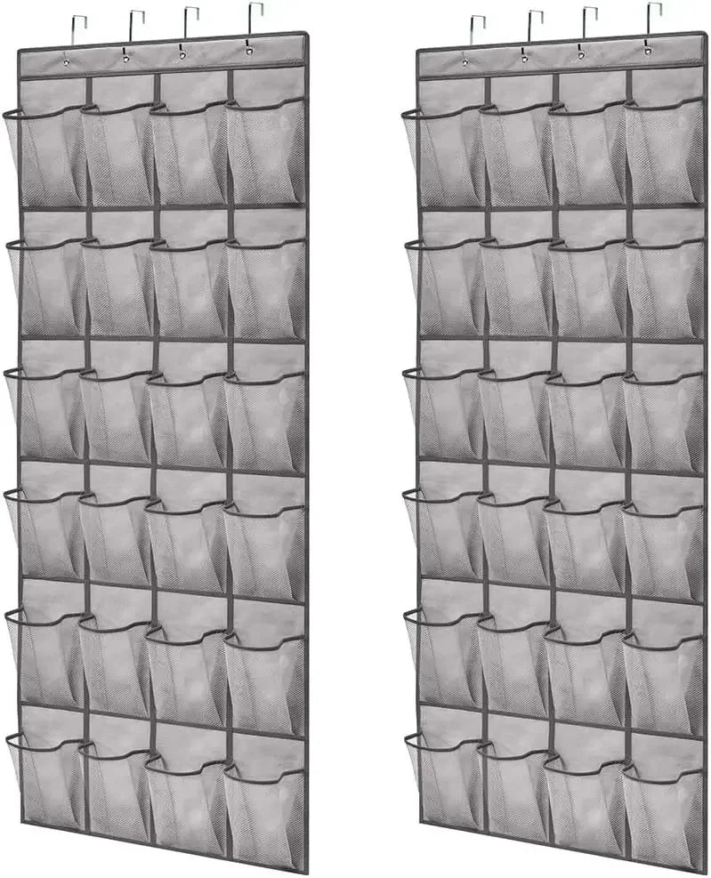 Over-the-Door Shoe Organizer - 12, 14 or 24 Pocket Hanging Shoe Storage with Large Mesh Pockets & 4 Hooks