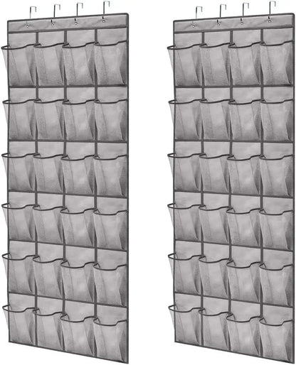 Over-the-Door Shoe Organizer - 12, 14 or 24 Pocket Hanging Shoe Storage with Large Mesh Pockets & 4 Hooks