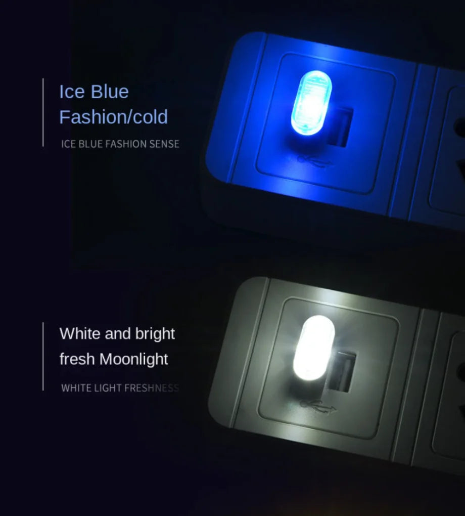 Mini USB LED Luz Ambiental Interior para Coche – Lámpara de Ambiente de Neón Plug & Play y Luz de Emergencia