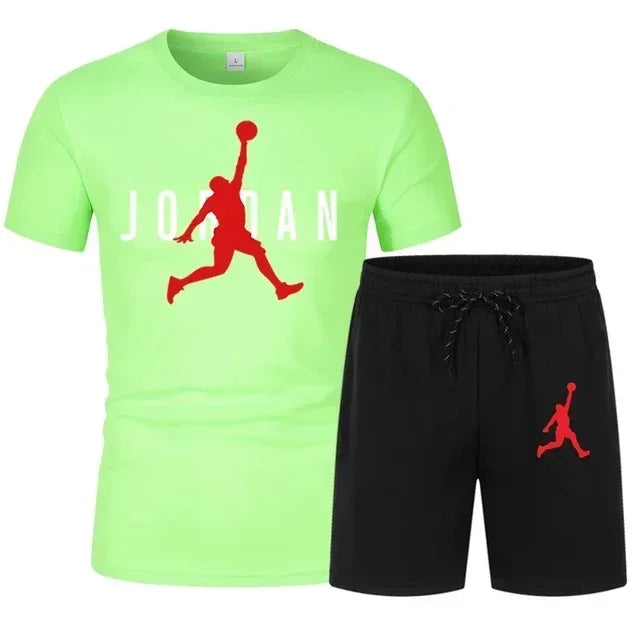 Men's Summer T-Shirt & Shorts Set – Printed Casual 2-Piece Sports Tracksuit for Jogging, Workout & Streetwear