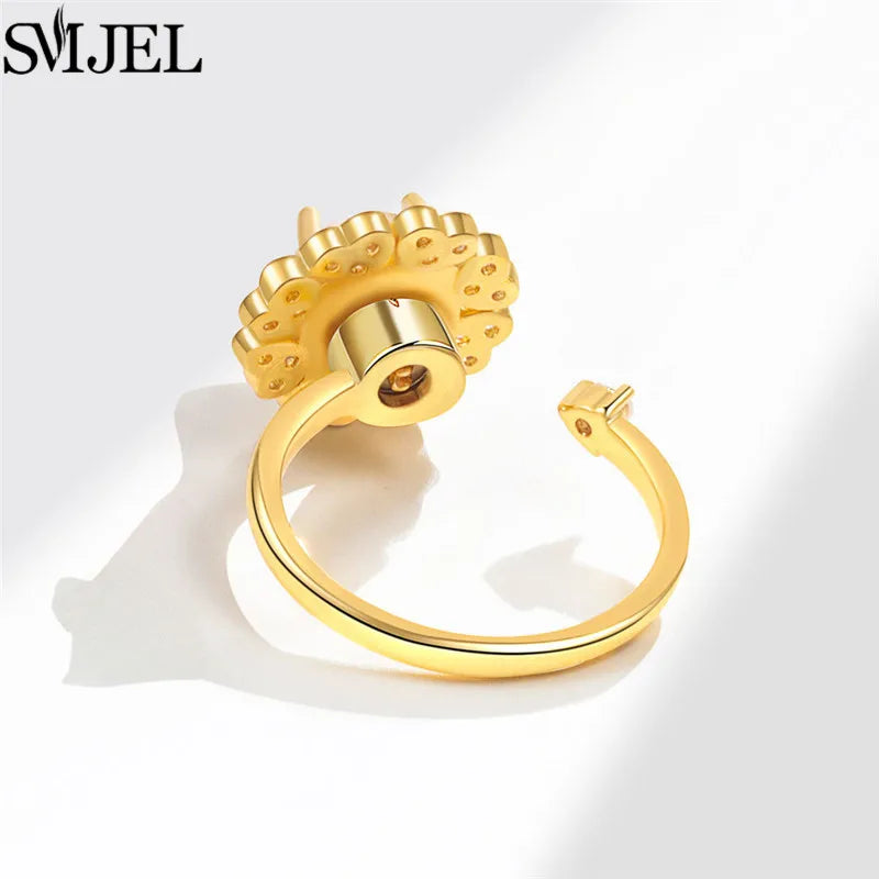 Cherry Blossom Rotating Fidget Spinner Ring – Cute Cat, Bee, Bunny & Butterfly Anti-Anxiety Ring for Women | Adjustable Stress Relief Jewelry