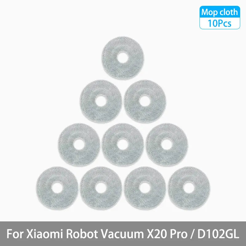 Replacement Parts Kit for Xiaomi Robot Vacuum X20 Pro / D102GL – Main Brush, Side Brushes, HEPA Filter, Mop Pads & Dust Bags