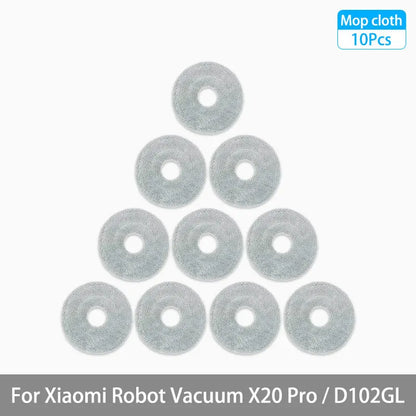 Replacement Parts Kit for Xiaomi Robot Vacuum X20 Pro / D102GL – Main Brush, Side Brushes, HEPA Filter, Mop Pads & Dust Bags