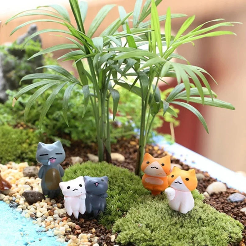 Lot de 6 Mini Figurines Chat Porte-Bonheur Dessin Animé – Mignonnes Miniatures pour Décoration de Jardin, Bonsaï, Artisanat de Jardin Féerique, Pots de Fleurs & Idées Cadeaux