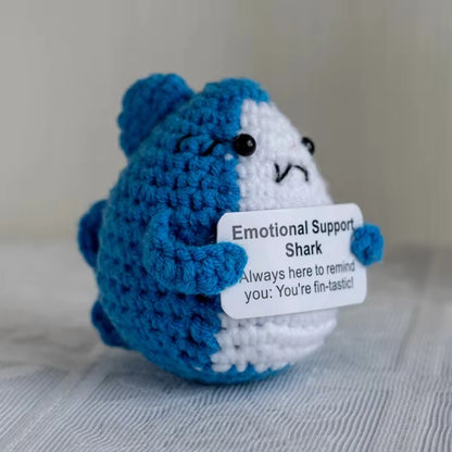Peluche Pomme de terre Énergie positive – Décoration de chambre tricotée à la main en laine avec carte d'inspiration, cadeau de Noël mignon et amusant et ornement de bureau