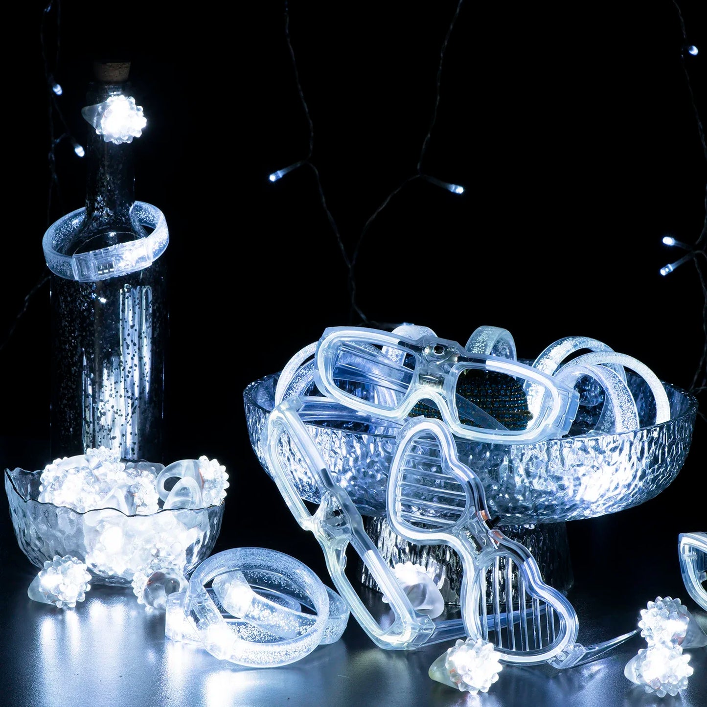 Juego de recuerdos LED para bodas – Gafas luminosas, pulseras que brillan en la oscuridad y anillos parpadeantes para bodas