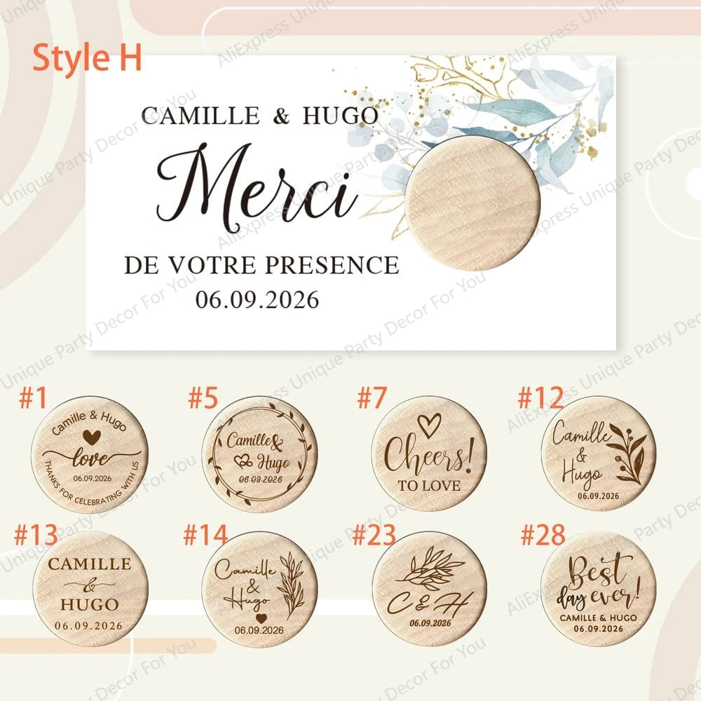 Custom Engraved Wooden Wine Stoppers with Stand & Thank You Cards – Wedding Guest Favors, Party Decor, 10–50PCS Bulk