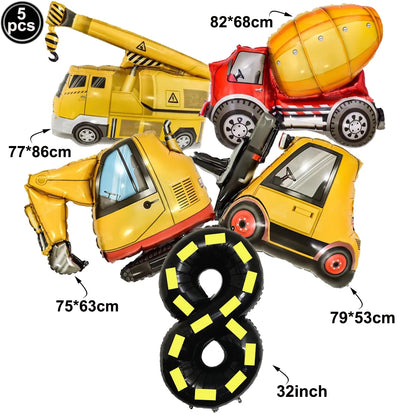 Construction Truck Birthday Party Tablecloth – Excavator & Engineering-Themed Table Runner for Boys' Construction Party Decorations
