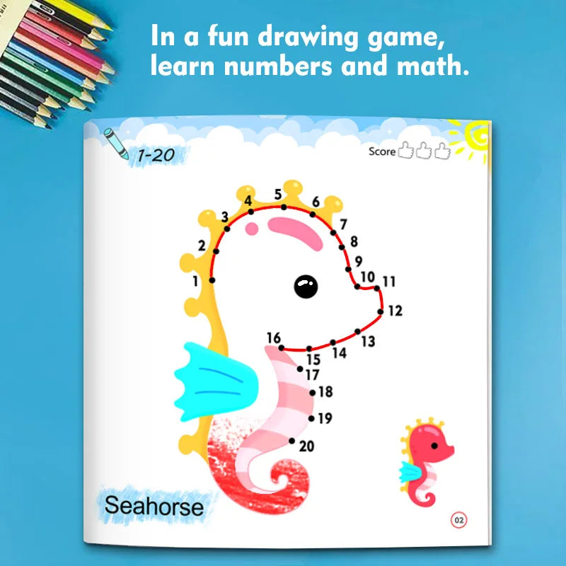 Libro de dibujo para niños – Cuaderno de práctica de garabatos con aprendizaje de números, juegos de dibujo para educación temprana, libro de actividades de arte creativo y divertido regalo navideño para niños