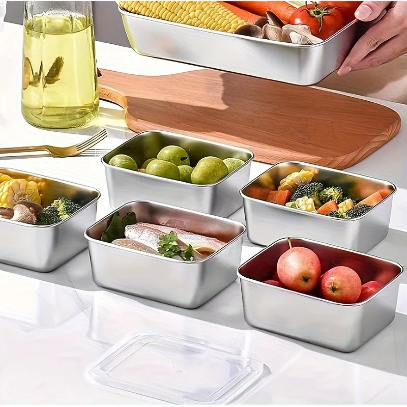Juego de 5 recipientes de almacenamiento de alimentos de acero inoxidable – Fiambreras herméticas sin BPA para preparación de comidas, oficina y camping