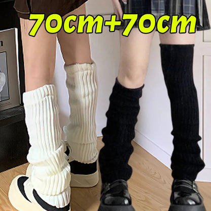 Calentadores de piernas de punto Lolita para mujer – Puños largos de ganchillo para botas y calentadores de pies de invierno Y2K (40–70 cm)