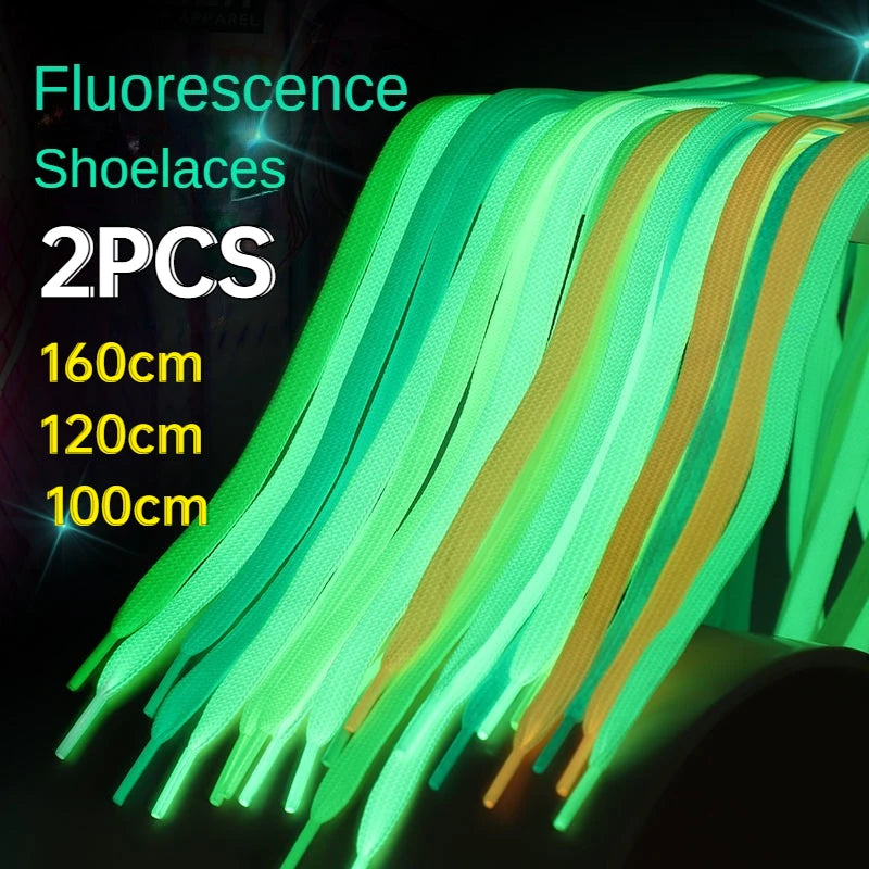 2PCS Glow-in-the-Dark Shoelaces – 100/120/160cm Luminous Colorful Shoe Laces for Kids & Children, Party Accessories & Gifts