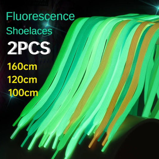 2PCS Glow-in-the-Dark Shoelaces – 100/120/160cm Luminous Colorful Shoe Laces for Kids & Children, Party Accessories & Gifts