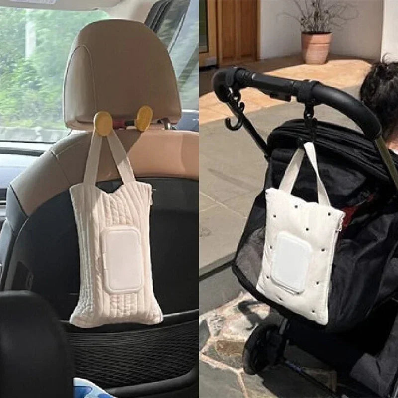 Distributeur de mouchoirs pour poussette – Boîte à mouchoirs portable pour voiture et organiseur de serviettes en papier pour poussettes, sacs à langer et voyages