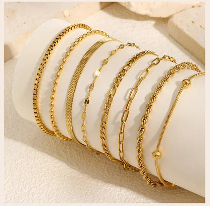Non-Tarnish Stainless Steel Herringbone Bracelet – Gold Plated Waterproof Stackable Chain Bracelet for Women | Fashion Jewelry Gift