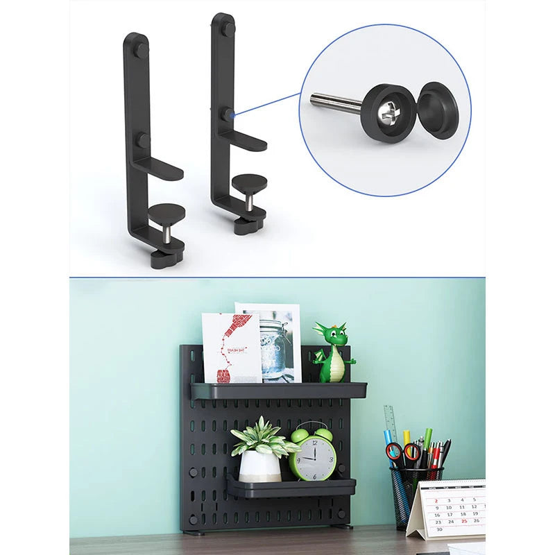 Organizador de pared de tablero perforado sin taladros – Panel de almacenamiento modular con estantes y accesorios para cocina, baño y sala de juegos