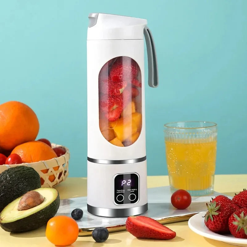450ml Portable Blender – 10-Blade USB Rechargeable Fruit Juicer with 3-Speed Settings & Ice Crushing for Smoothies and Shakes