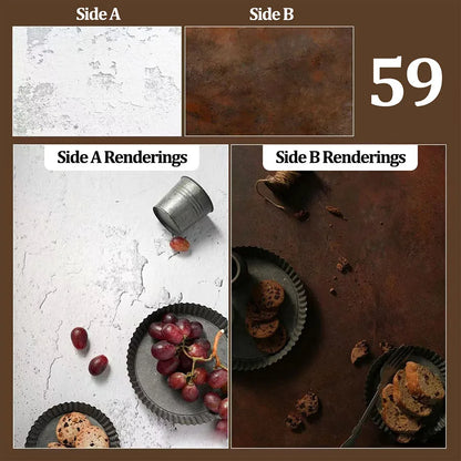 Double-Sided Wood Grain & Marble Photography Backdrop Board 57 × 87 cm – Waterproof Photo Background for Product Photography