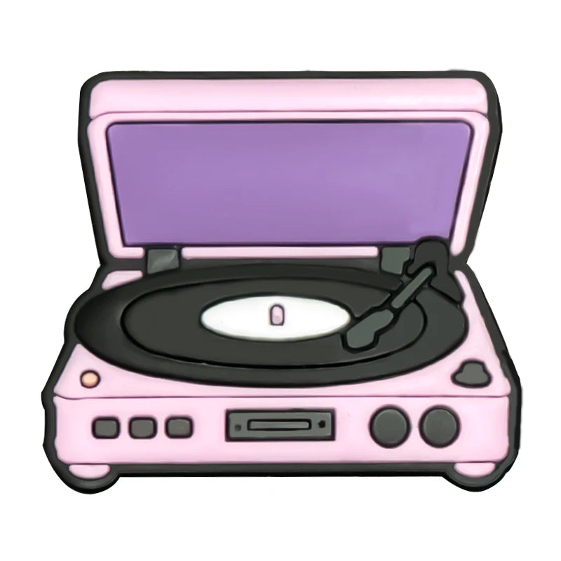 1/30PCS Girls' Shoe Charms – Flower, Perfume, Piano & Cassette Clog Pins in Pink, Cute Shoe Decorations for Women & Kids