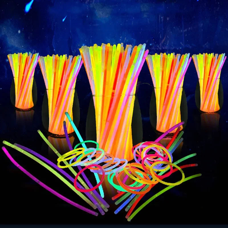 Barras luminosas fluorescentes – Pulseras luminosas multicolores flexibles de 50/100 unidades, barras de luz brillantes para eventos, celebraciones, cumpleaños, bodas y artículos para fiestas nocturnas