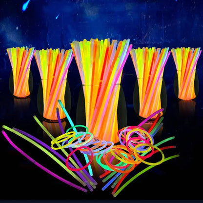 Barras luminosas fluorescentes – Pulseras luminosas multicolores flexibles de 50/100 unidades, barras de luz brillantes para eventos, celebraciones, cumpleaños, bodas y artículos para fiestas nocturnas