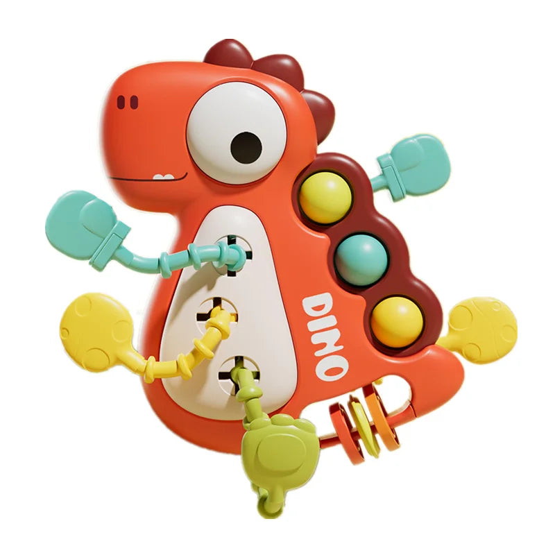 Juguete Sensorial de Silicona Montessori con Cuerda para Bebés – Mordedor Sonajero para Bebés de 6 a 12 Meses