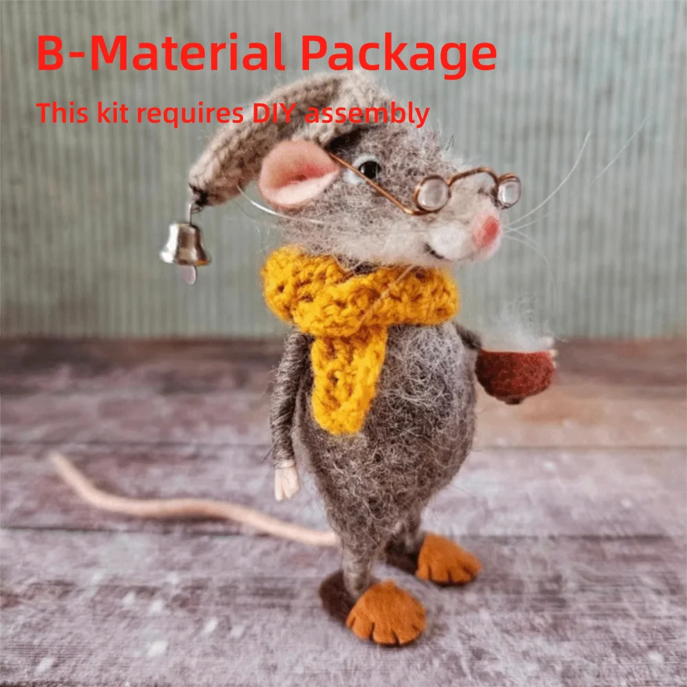 Needle Felted Mouse Christmas Ornament – Cute Wool Felt Mouse Hanging Decoration, Handmade Craft Decor for Christmas Tree & Home
