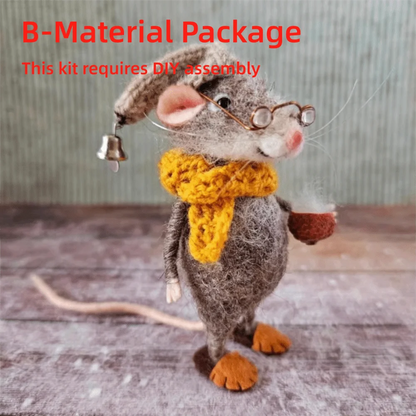Needle Felted Mouse Christmas Ornament – Cute Wool Felt Mouse Hanging Decoration, Handmade Craft Decor for Christmas Tree & Home