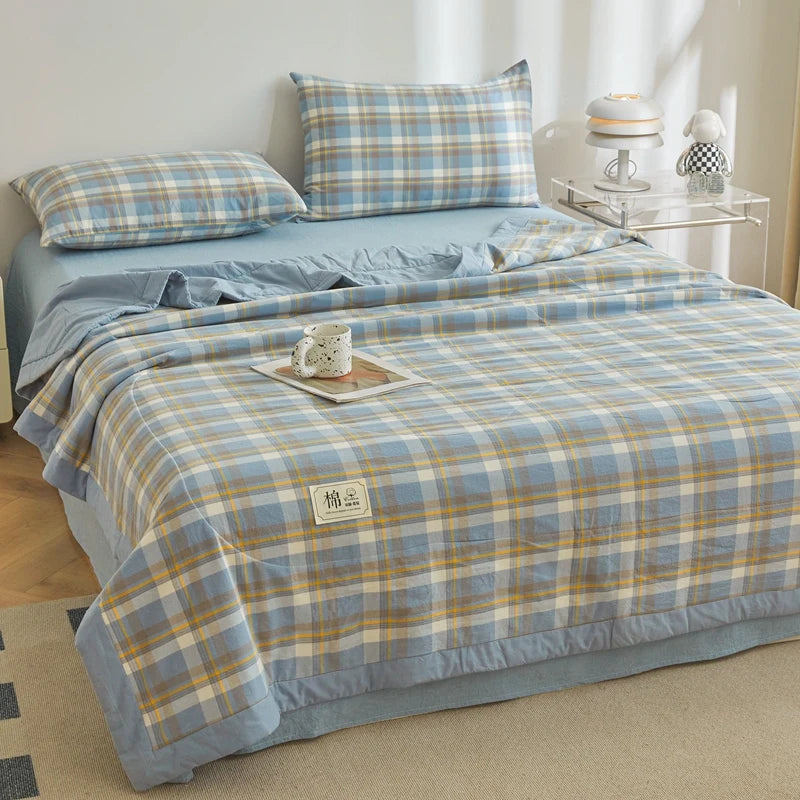 100% Cotton Summer Quilt – Lightweight Long Staple Cotton Comforter for Twin, Queen & Double Beds