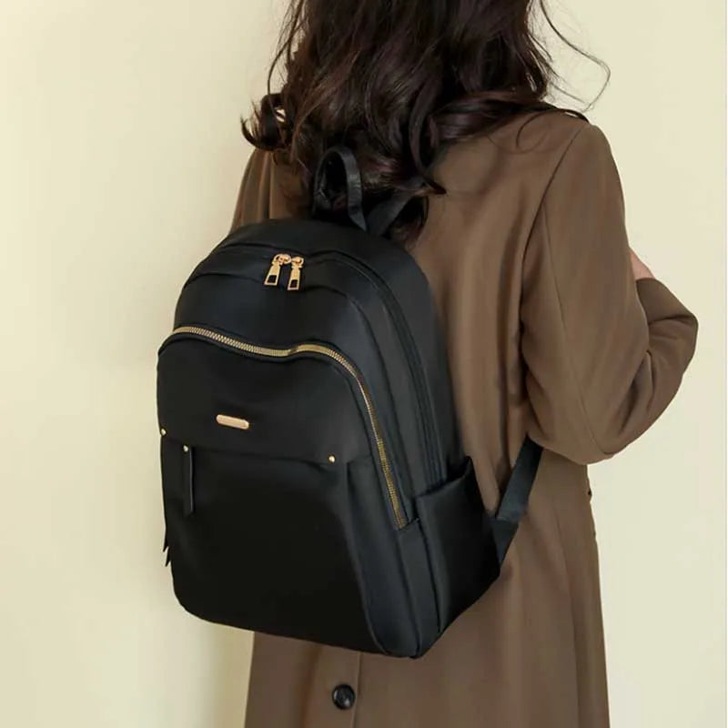 Women's Waterproof Nylon Backpack – Lightweight Multi-Pocket School & Travel Daypack with Zipper, Elegant Casual Leisure Backpack