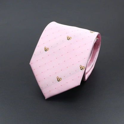 Corbata de hombre de fantasía con perro de dibujos animados, Paisley, rayas y lunares para negocios y bodas