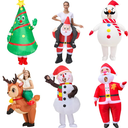 Adult Inflatable Christmas Costumes Santa Claus Christmas Tree Snowman Cosplay Suit for Halloween, Purim, Fancy Dress Parties and Holiday Celebrations