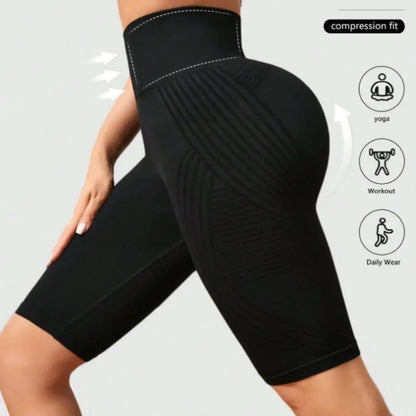 Women’s High Waist Seamless Slim Yoga Shorts Stretchy Push Up Butt Lifting Knitted Workout Running