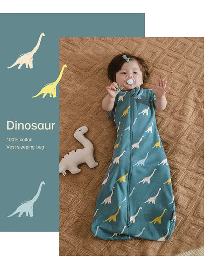 Gigoteuse Bébé 100 % Coton – Doux Sac de Couchage sans Manches pour Nouveau-né avec Fermeture Éclair Bidirectionnelle pour l'Été et les Changements de Couches Faciles