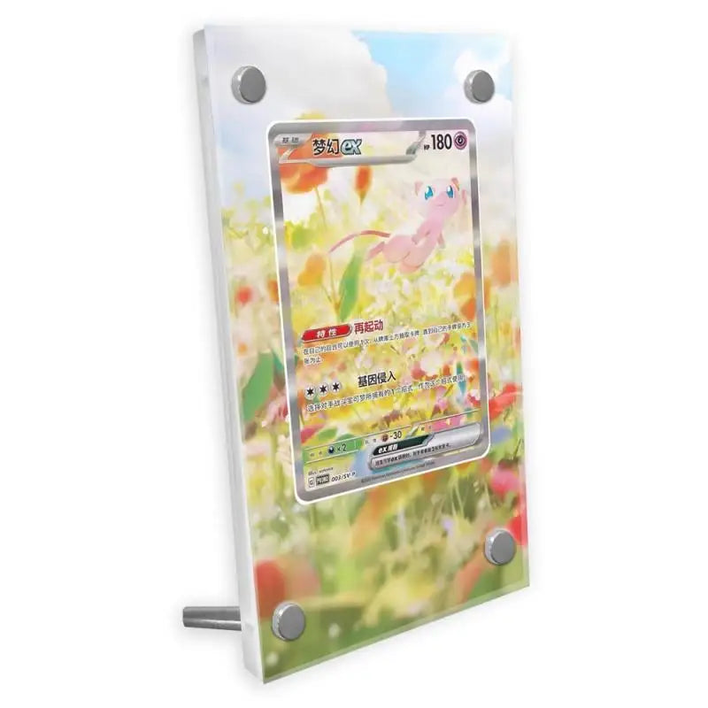 Présentoir pour cartes à collectionner Pokémon PSA, en acrylique, avec illustrations étendues – Latios, Latias, Mew, Évoli et Pikachu