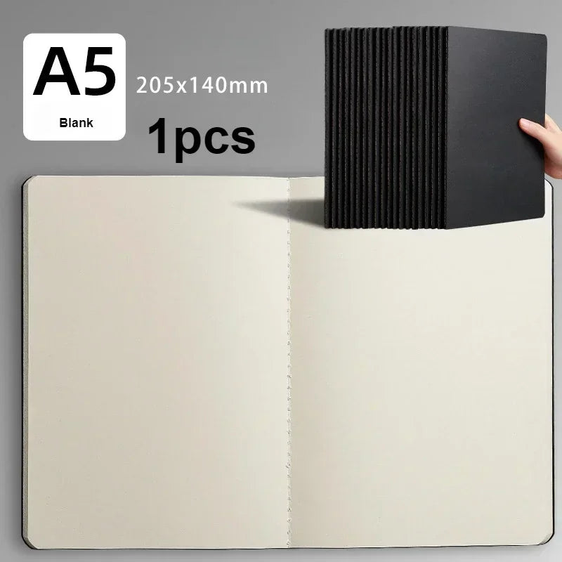 A5 Kraft Cover Notebook – Vintage Blank, Grid & Lined Journal for School & Office