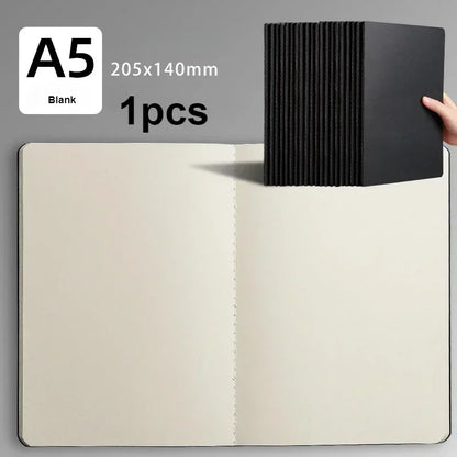 A5 Kraft Cover Notebook – Vintage Blank, Grid & Lined Journal for School & Office