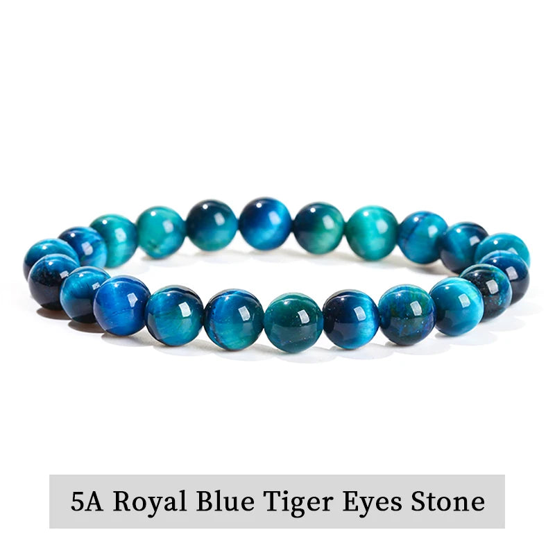 Pulsera de Cuentas de Piedra Natural – Pulsera de Gemas de Amatista, Ojo de Tigre, Cuarzo Cristal y Ágata para Mujeres y Hombres, Regalo de Joyería de Energía Reiki