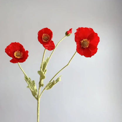 Artificial Poppy Flowers – Realistic Silk Faux Long Stem Flowers for Home Décor, Garden, Wedding Bridal Bouquets, Party Decoration & DIY Floral Arrangements